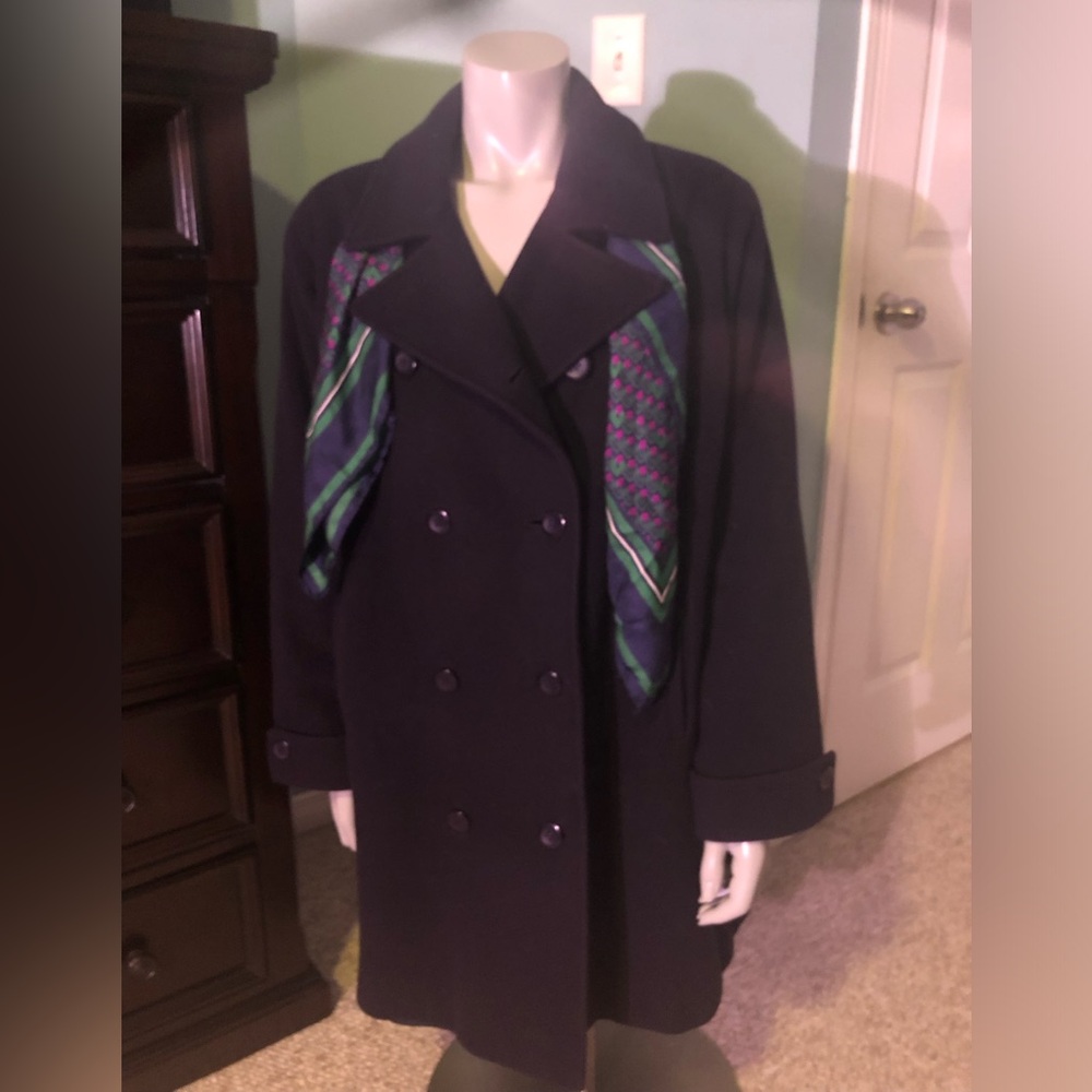 Mallia navy wool blend pea coat Size 16